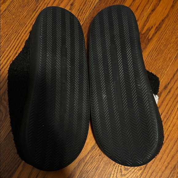 Gothic Bat Cozy Black and White Slippers With Pink Fluffy Interior - Picture 2 of 3